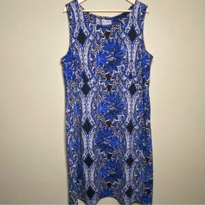 JM Collection Sleeveless Shift Dress Plus Size 1X (tagged 3X) Blue Black Floral